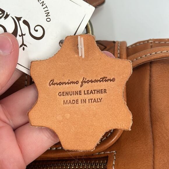 NWT Anonimo Fiorentino Vera Pelle Genuine Natural Leather drawstring Backpack - Picture 7 of 14